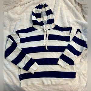 J. Crew navy blue and white striped hoodie size xs